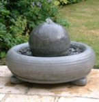 Water Feature,Ribbed Bowl with Medium Ball