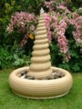 Water Feature,Ribbed Bowl with Spiral Shell